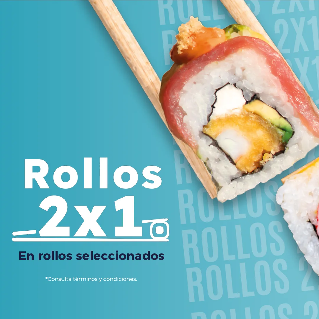 Promoción Rollos 2x1 en rollos seleccionados Mr. Sushi