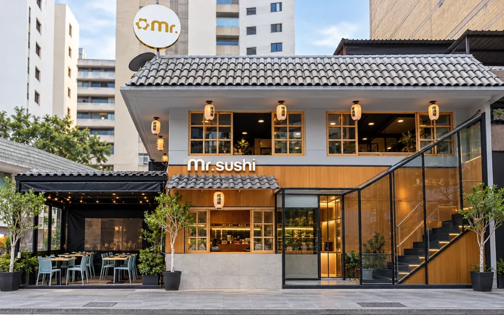 Fachada e instalaciones de Mr. Sushi sucursal Tecamachalco